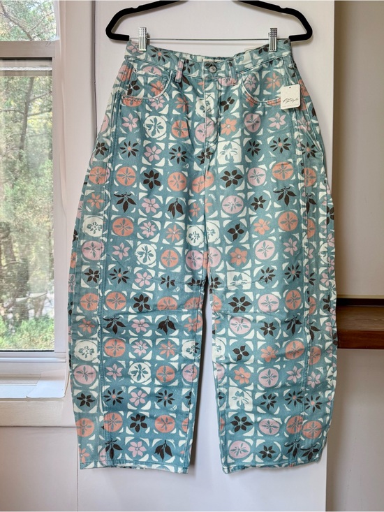 Free People Denim - NWT Free People We The Free Good Luck Printed Barrel Jeans 28